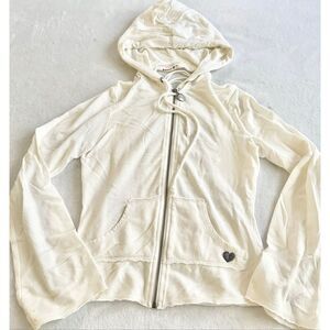 Twisted Heart Y2K Shredded Back Zip-Up Hoodie White XS